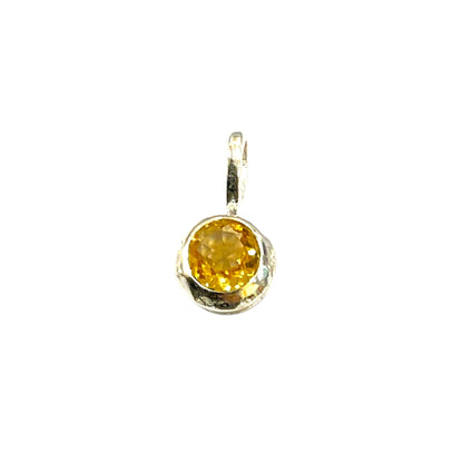 Pendentif ronde argent 925 & citrine chauffée