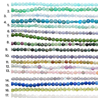 Fil de perle en rond plat facetté 4 mm (27 pierres disponible)