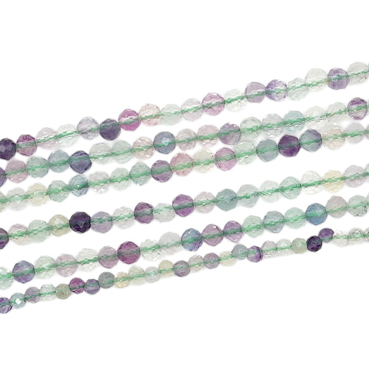 Fil de perles facettées Fluorine multicolore/claire