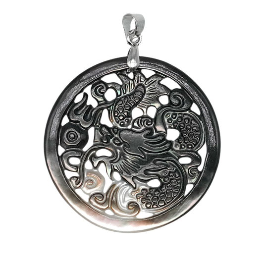 Pendentif dragon nacre noire