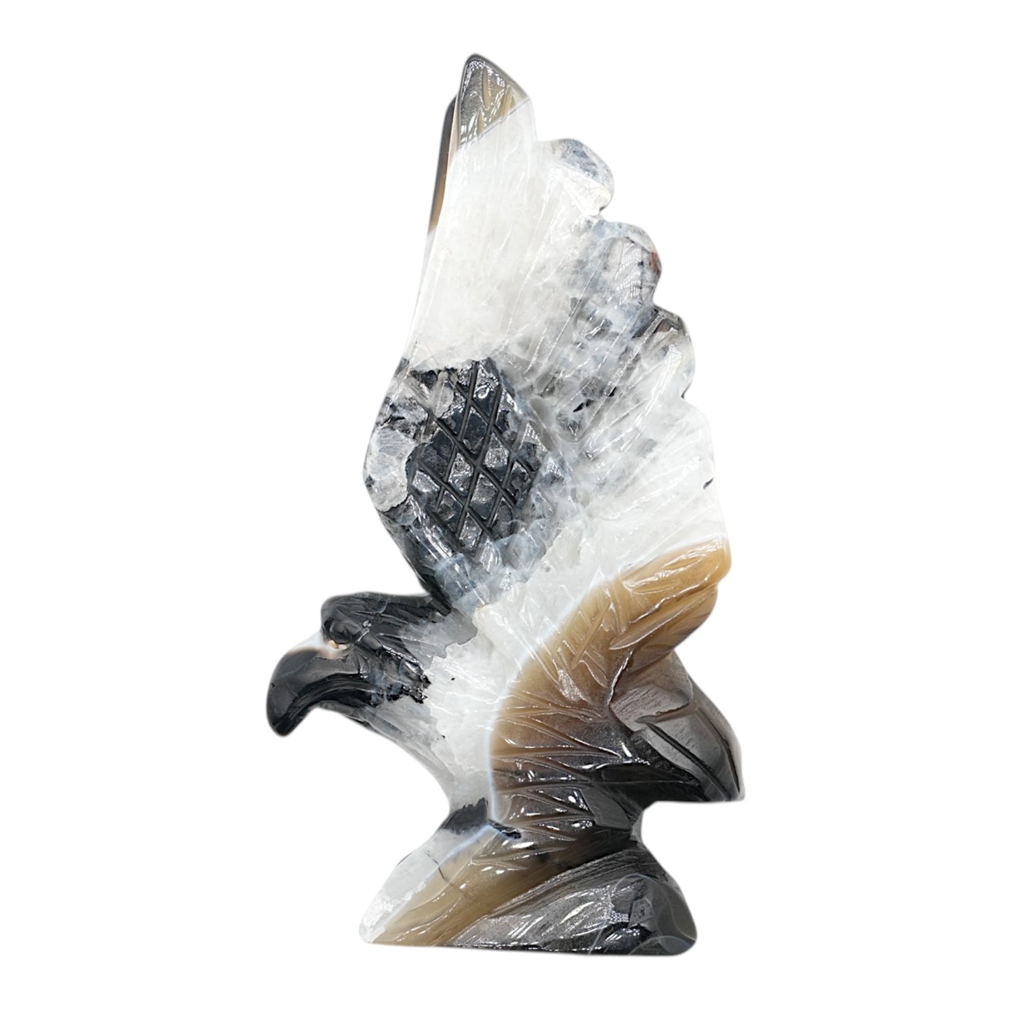 Figurine Aigle en Agate Botswana A+ 14x8 cm (modèle unique nº5)