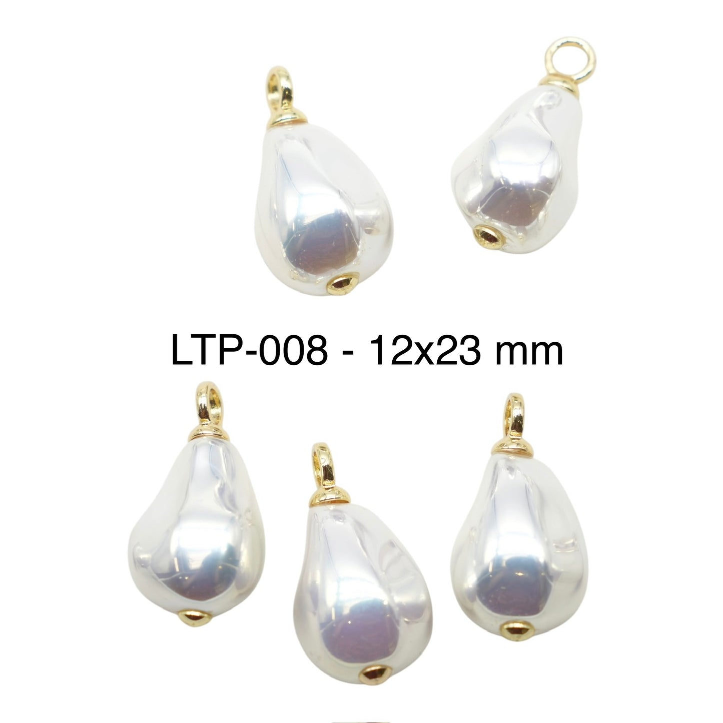 5 Breloques/Pendentifs Perles de Nacre irisée – Finition Laiton Double Rhodié (11 formes disponibles)