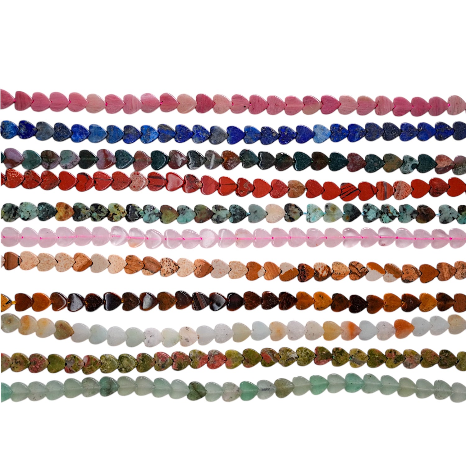 Fil de perle coeur 5x5mm (11 pierres différentes) - Foliesbijoux