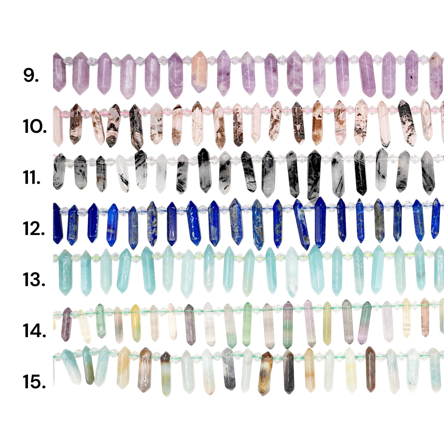 Pointed pendant wire 6-8x25-30 mm (15 stones available)