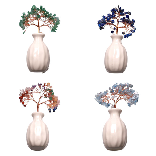 Arbre de vie avec vase en céramique blanche - Foliesbijoux