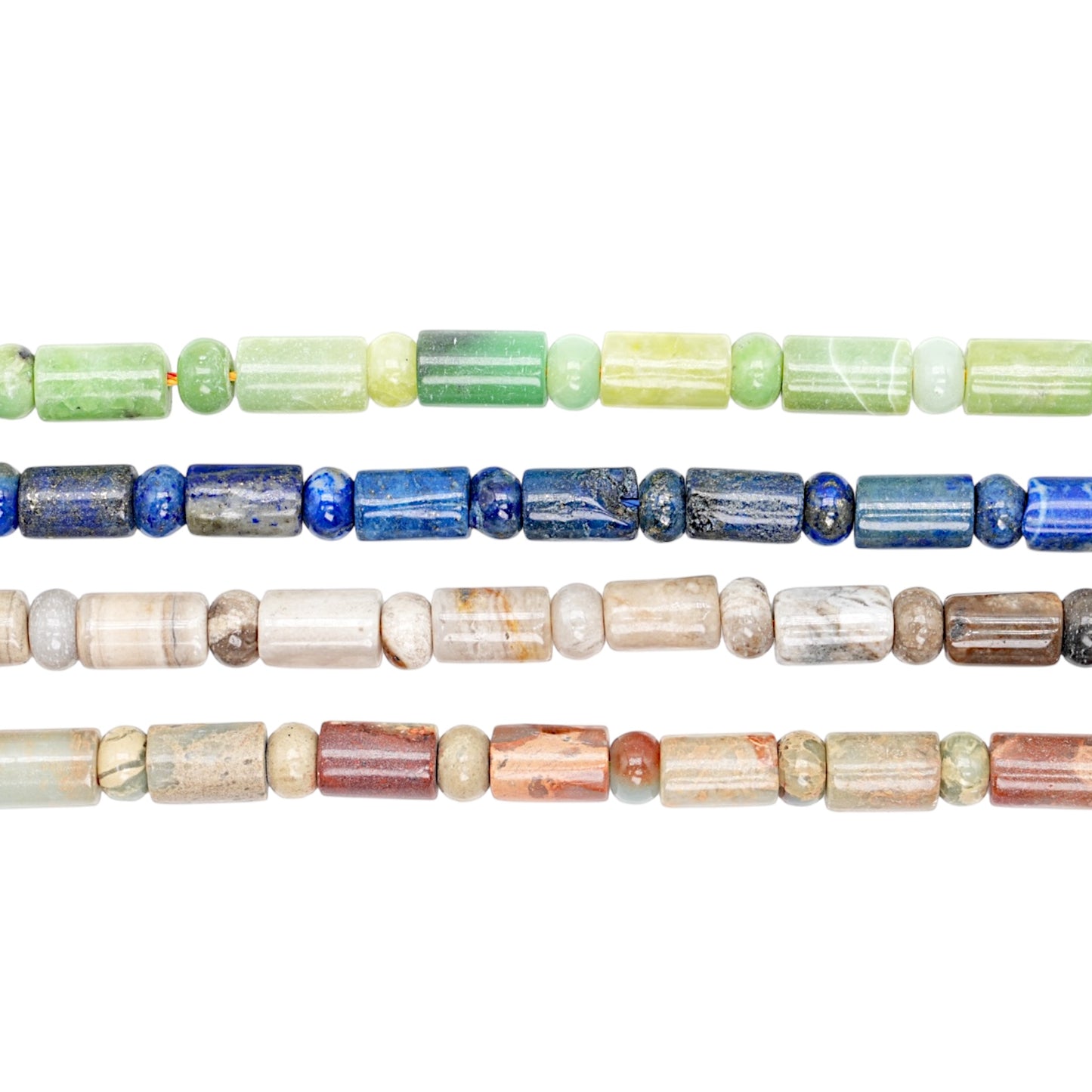 Fil de perles tubes avec rondelles (4 pierres disponible)