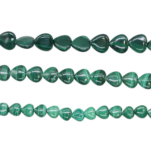 Fil de perles Malachite forme coeur (3 tailles disponible)