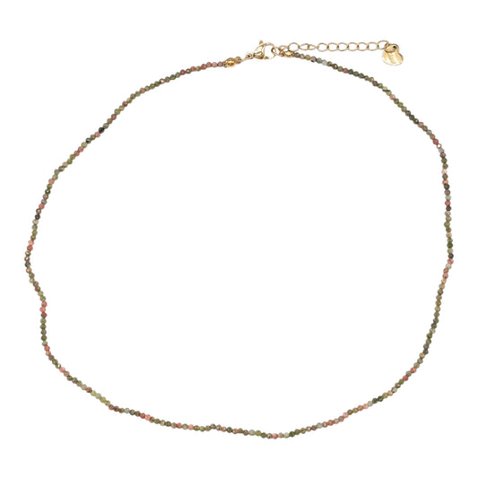 Collier Unakite 2-3mm acier inoxydable doré/argenté