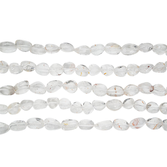 Fil de perles en Cristal de roche avec inclusion 25x15 mm