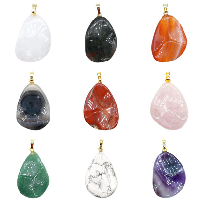 Pendentif forme libre 28x36x9 mm (11 pierres disponible) (bélière doré ou argenté incluse)