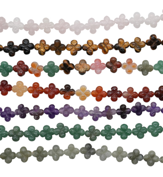 Fil de trefles en pierre naturelle reference 44 — 14 mm (7 pierres disponible)