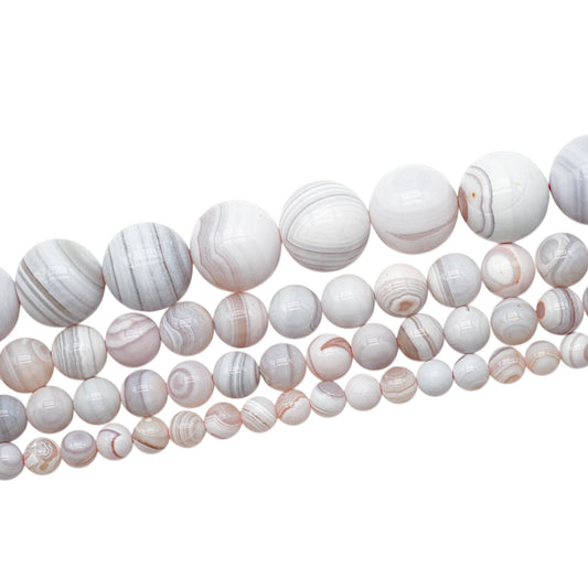 Fil de perle Agate botswana rose AAA