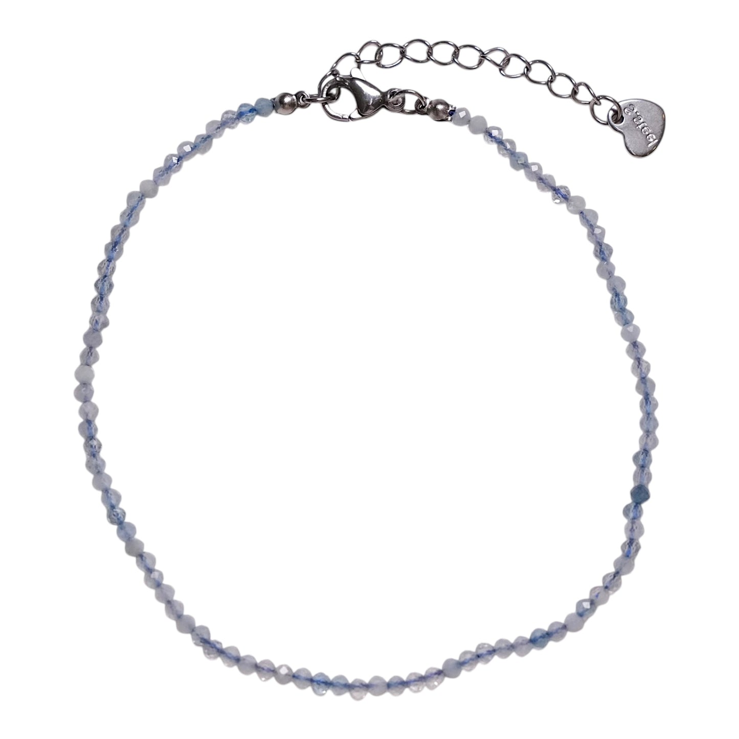 Bracelet/chaine de cheville labradorite perle facetté 2-3 mm avec fermoir acier inoxydable