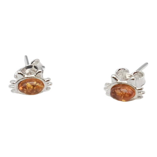 Boucle d'oreille mini chat ambre & Argent 925 (#10)