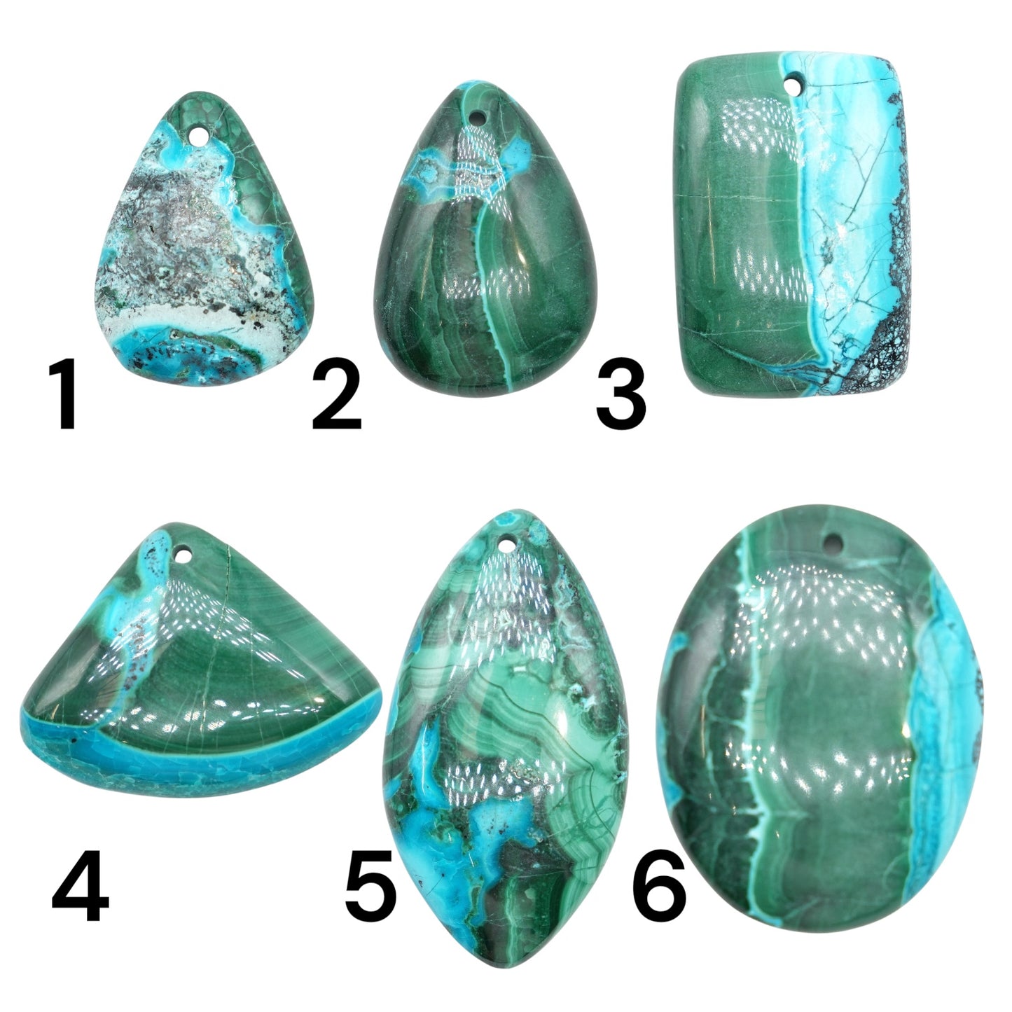 Pendentif en Chrysocolle avec malachite (forme aléatoire)