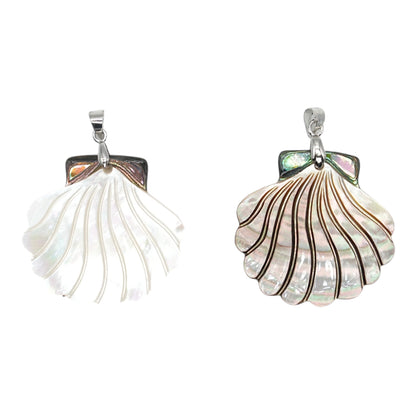 Pendentif forme coquillage en nacre & abalone