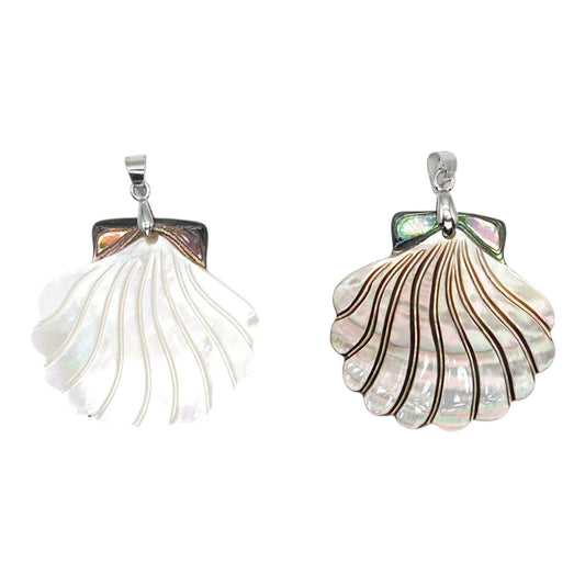 Pendentif forme coquillage en nacre & abalone