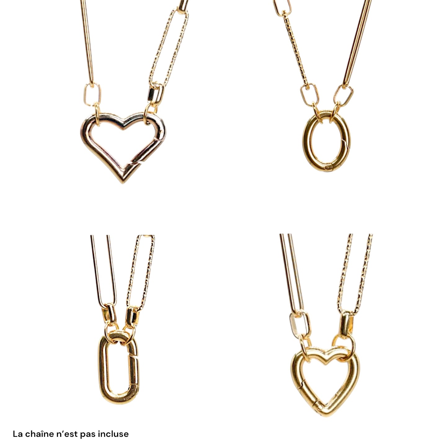 Lot de 5 connecteurs collier en acier inoxydable (4 modèles disponible) (Chaîne non incluse)