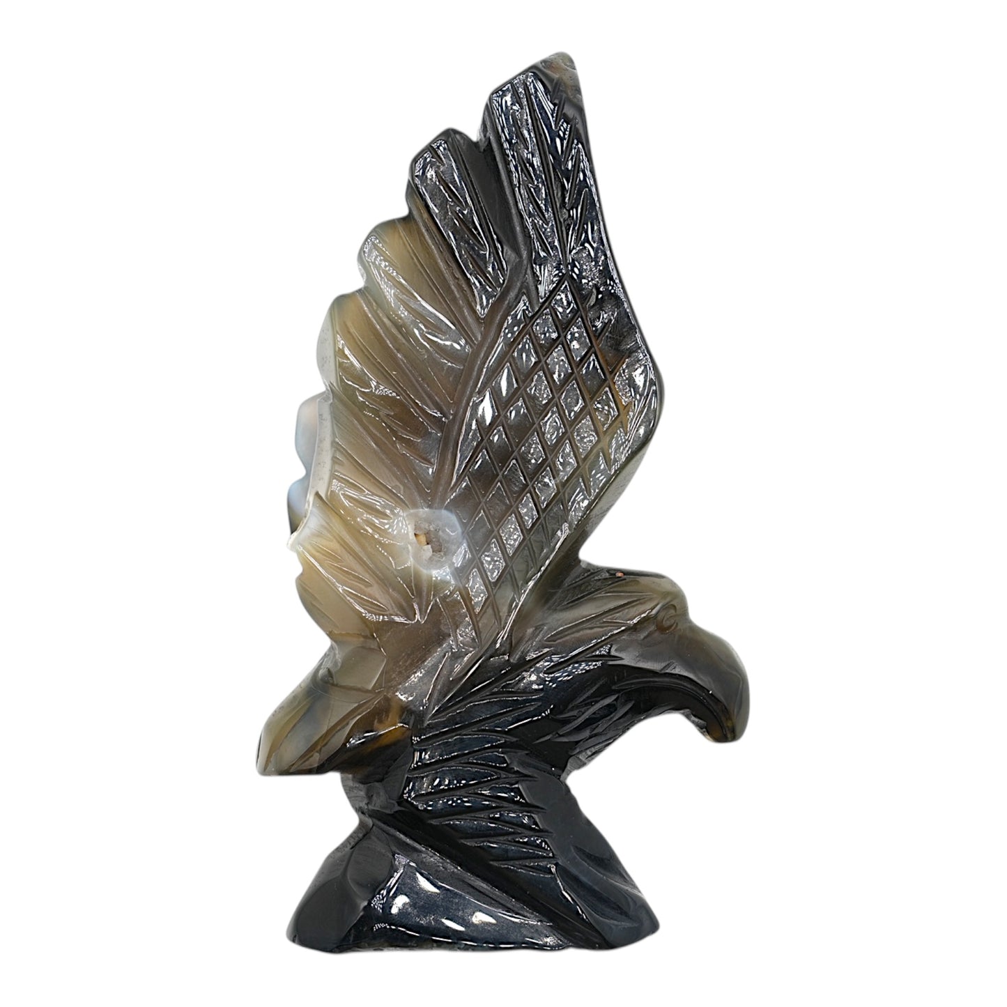 Figurine Aigle en Agate Botswana A+ — 14x8 cm (modèle unique nº2)