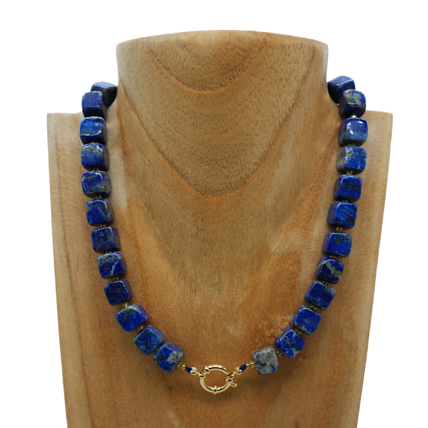 Collier ras de cou 42 cm 10 mm cubique boué acier inoxydable dorée (7 pierres disponibles)