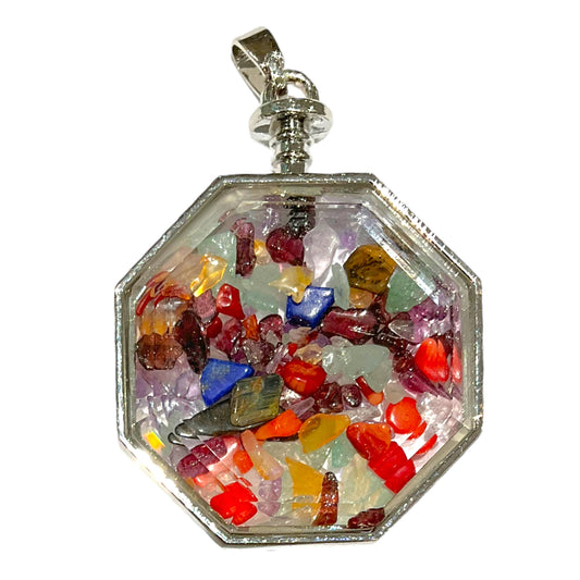 Pendentif hexagone facetté 7 Chakras