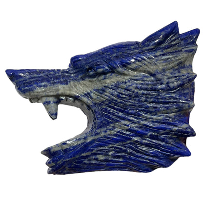 Tête de Loup en Lapis-lazuli pièce unique 13x9x7,5 numéro TL2