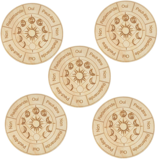 5 Plaques radiesthésie Lune en bois 10 cm (référence: ESO-101) - Foliesbijoux