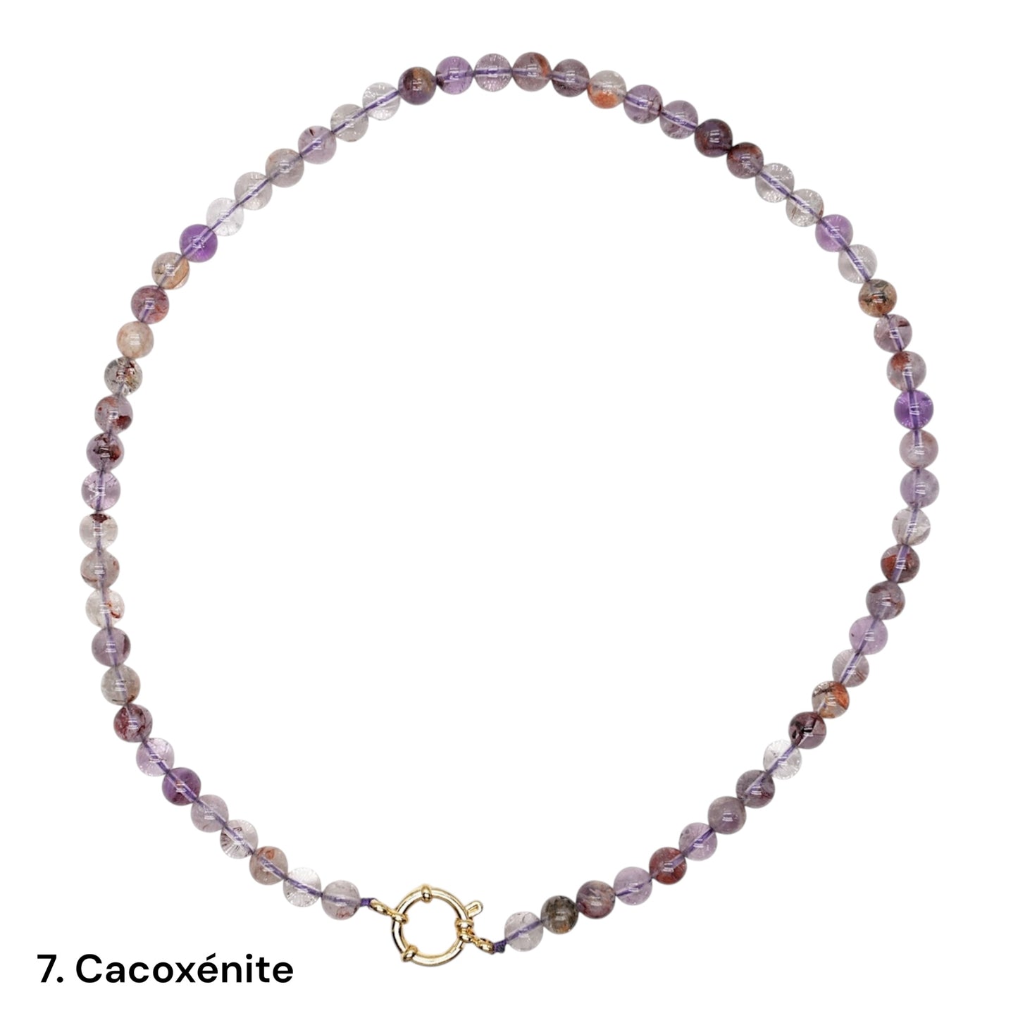 Collier 43 cm 6 mm avec fermoir bouée en acier inoxydable dorée ou argenté (20 pierres disponibles)