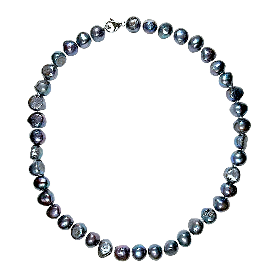 Collier en perles d’eau douce noir N-9