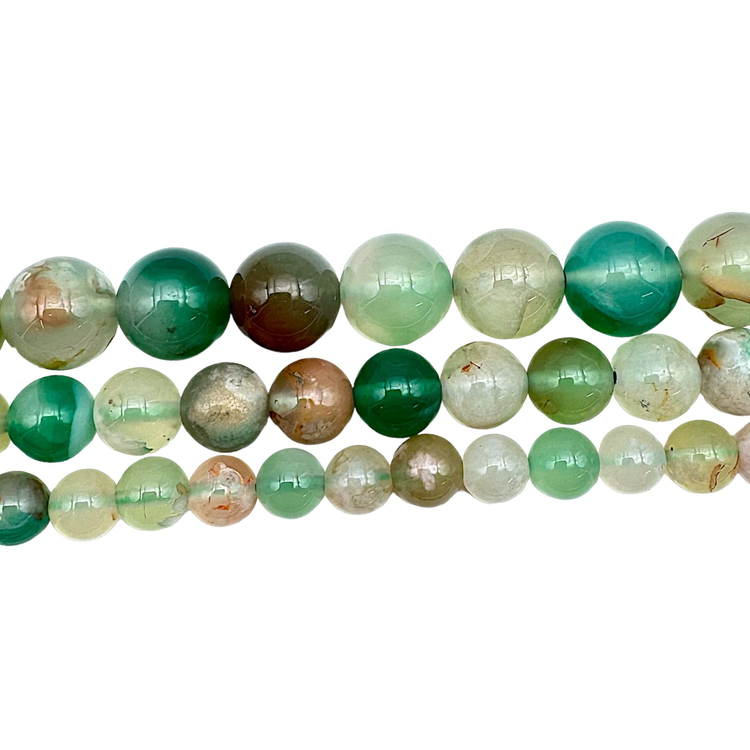 Fil de perle Agate fleur de cerisier verte A - Foliesbijoux