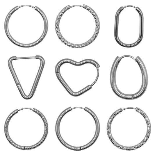 Lot de 5 paires de boucle d’oreille en acier inoxydable argenté (10 modèles disponible) (Donuts non compris) - Foliesbijoux