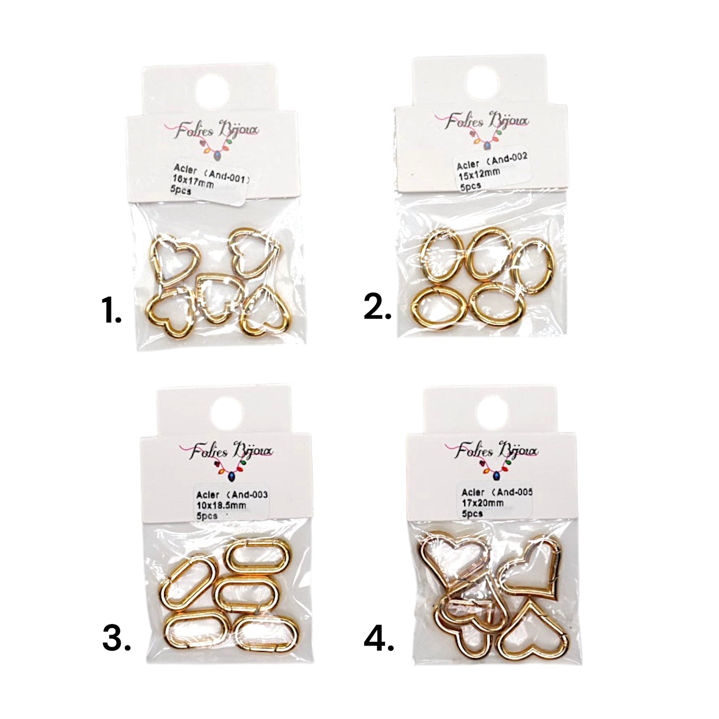 Lot de 5 connecteurs collier en acier inoxydable (4 modèles disponible) (Chaîne non incluse)