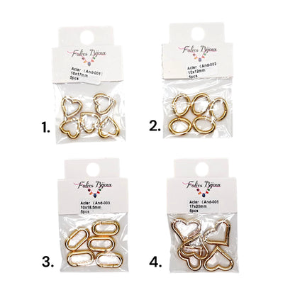Lot de 5 connecteurs collier en acier inoxydable (4 modèles disponible) (Chaîne non incluse)