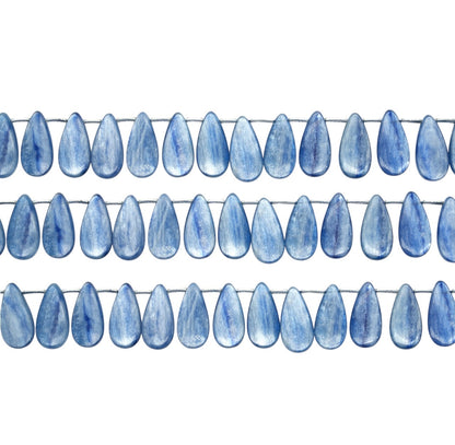 Fil de perle forme de goutte Cyanite bleue 12x26 mm