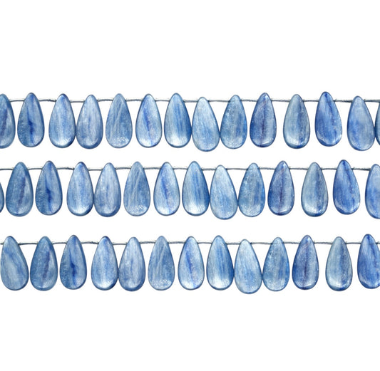 Fil de perle forme de goutte Cyanite bleue 12x26 mm