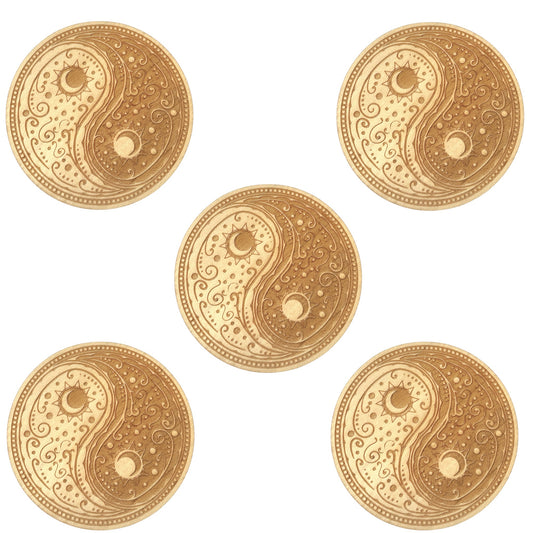 5 plaques Yin yang en bois 10 cm (référence: ESO-082) - Foliesbijoux