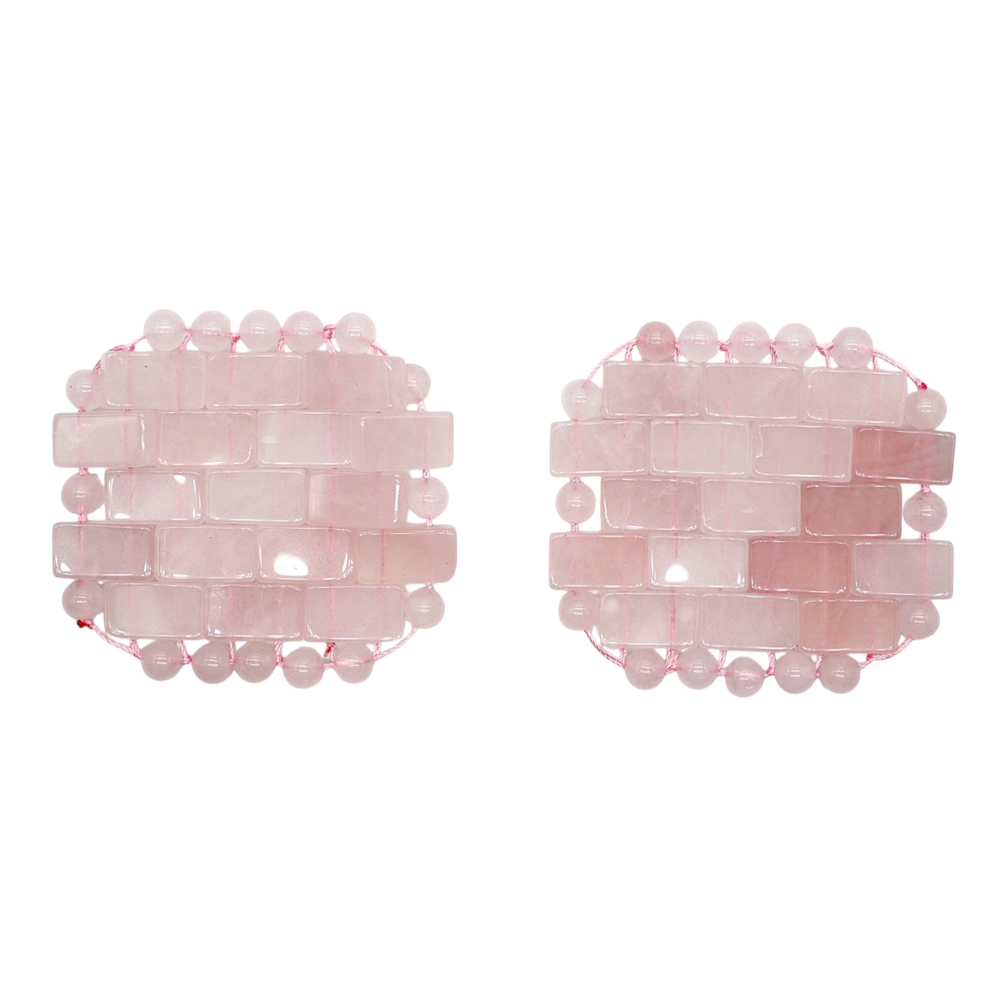 Un lot de 2 Patchs pour les yeux en quartz rose 6x6,5 cm