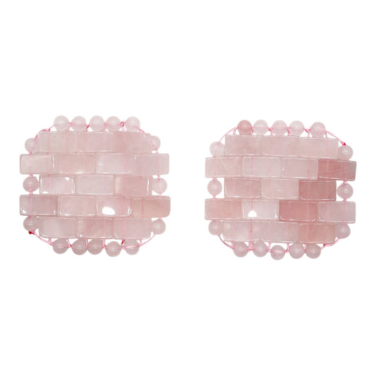 Un lot de 2 Patchs pour les yeux en quartz rose 6x6,5 cm