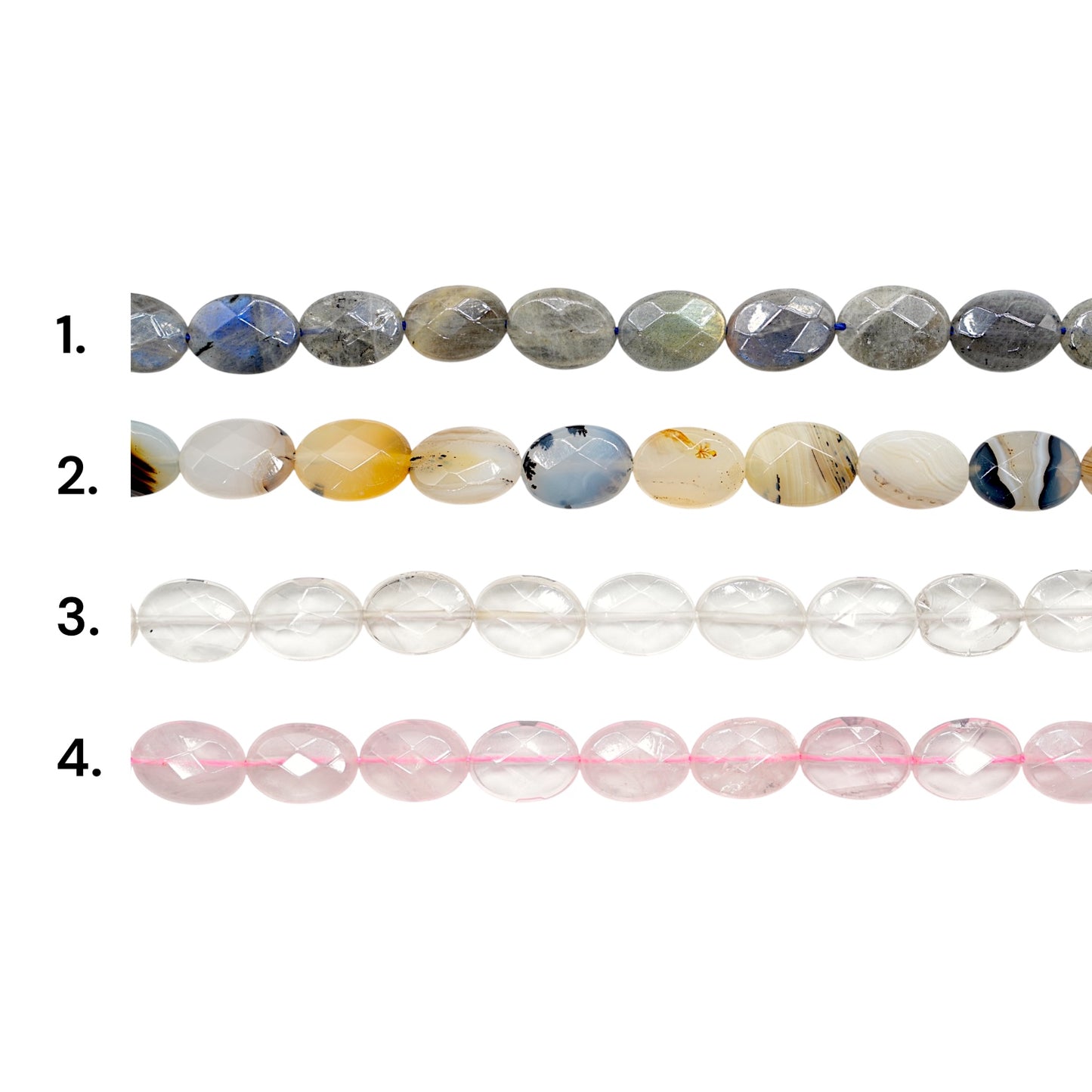 Fil de perle ovale facetté plat 10x14 mm/8x12 mm (4 pierres disponible)