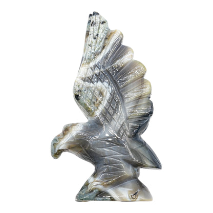 Figurine Aigle en Agate Botswana A+ 14x8 cm (modèle unique nº8)