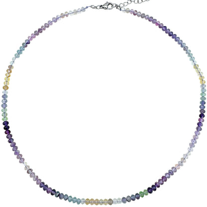 Collier fluorine multicolore 3x4mm acier inoxydable doré/argenté