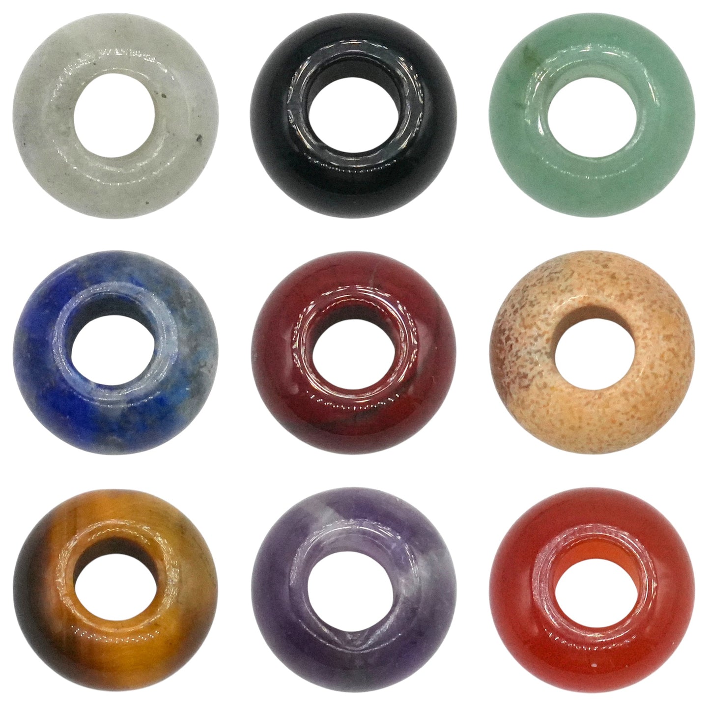 Lot de 10 donuts — trou 5 mm avec épaisseur de 6 mm (13 pierres disponible) - Foliesbijoux