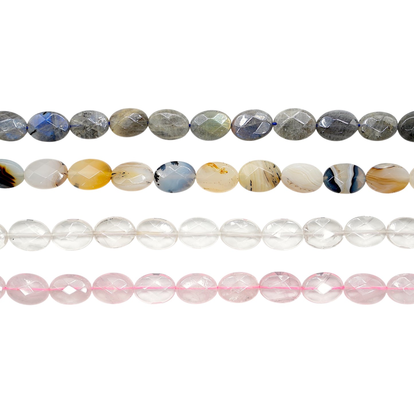 Fil de perle ovale facetté plat 10x14 mm/8x12 mm (4 pierres disponible)