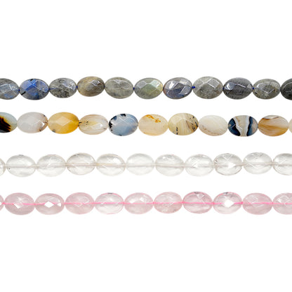 Fil de perle ovale facetté plat 10x14 mm/8x12 mm (4 pierres disponible)