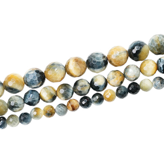 Multicolor aquamarine faceted bead strand