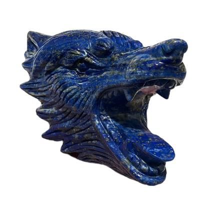 Tete de Loup en Lapis-lazuli pièce unique 12x7x7cm numéro TL1