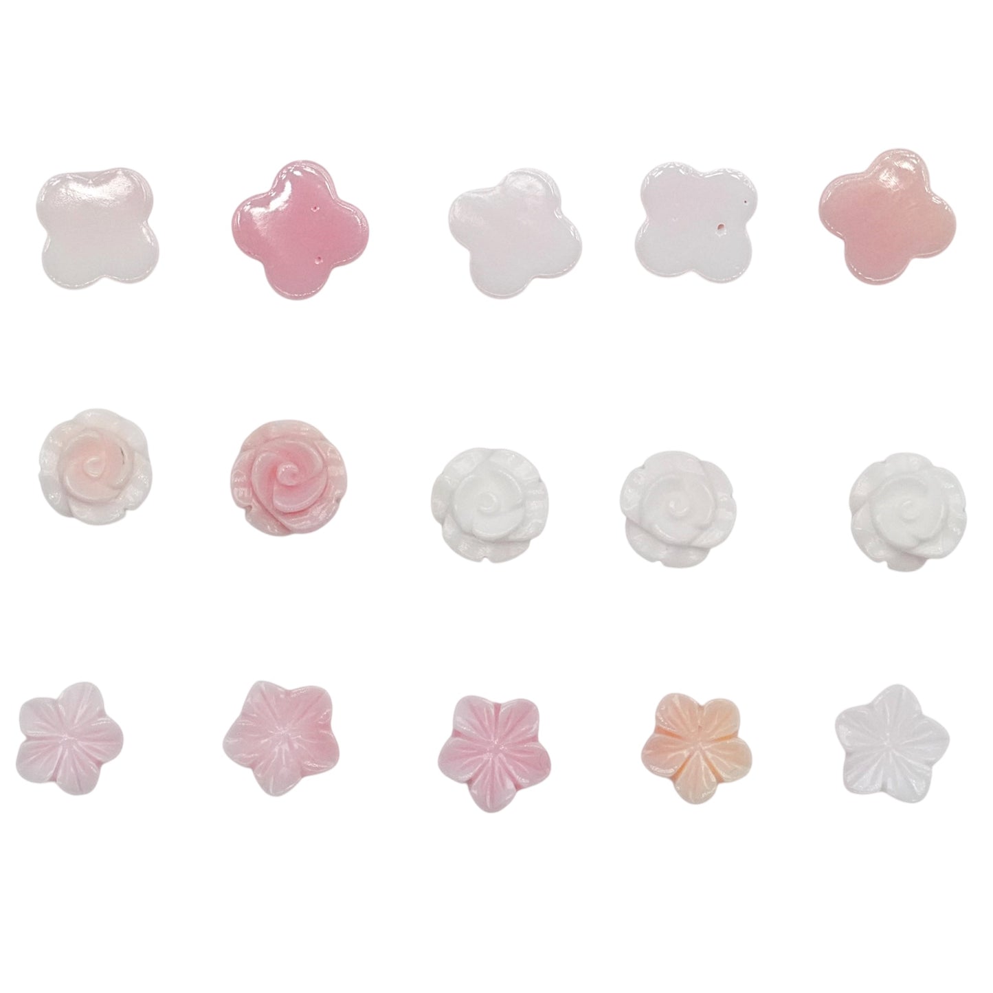 Lot de 5 nacre de Lambi (mollusque rose des Antilles) (3 formes disponible) - Foliesbijoux