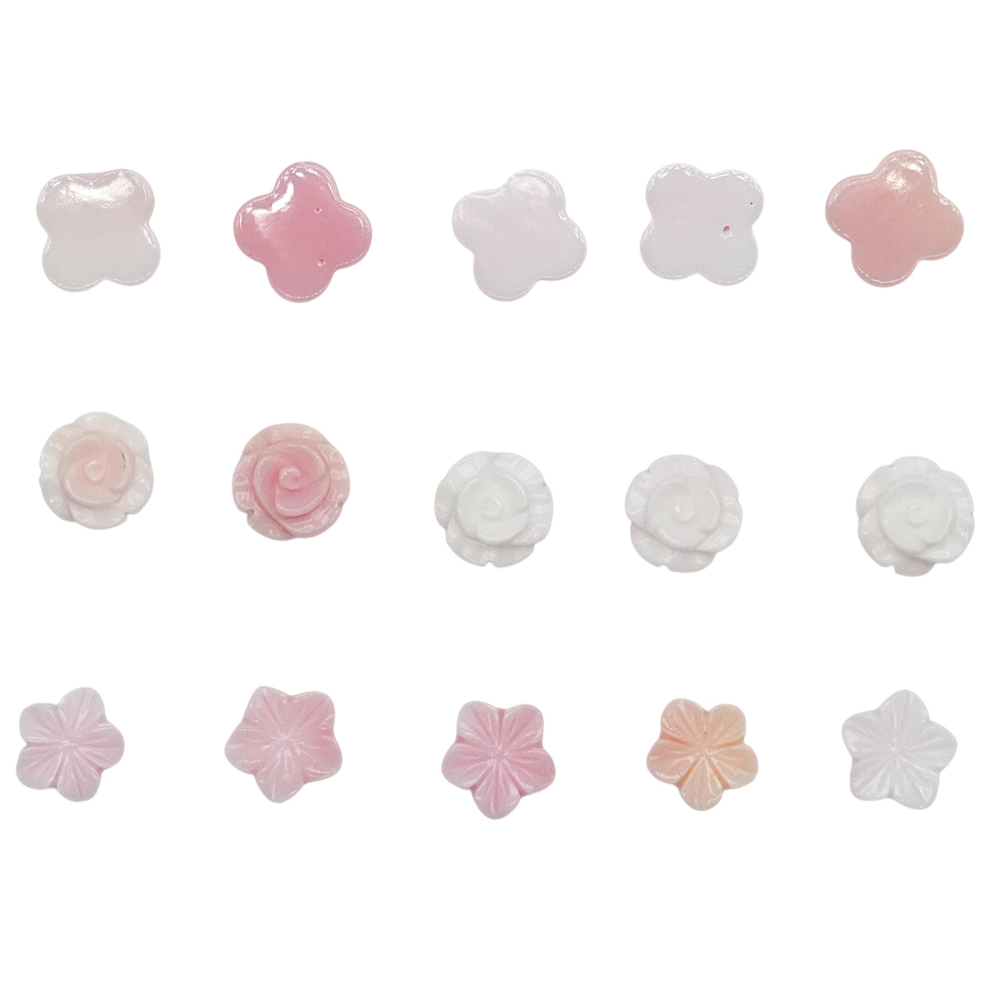 Lot de 5 nacre de Lambi (mollusque rose des Antilles) (3 formes disponible) - Foliesbijoux