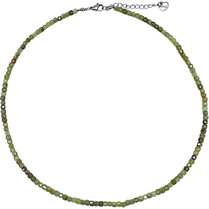 Collier Grenat vert carré 3x3mm acier inoxydable doré/argenté