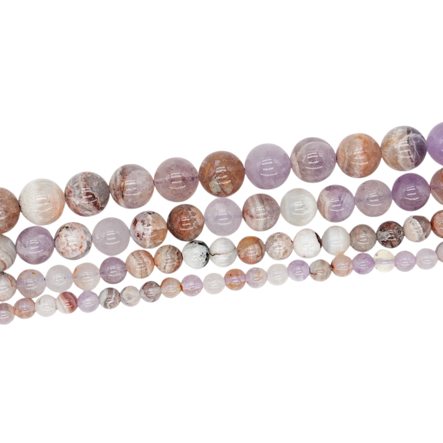 Fil de perle Améthyste avec inclusion Agate crazy